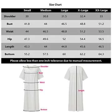 Keyocean Nightgown for Women, 100% Cotton Soft Lightweight Short Sleeves Ladies Sleeping Gown, Cream with Pink Floral, Medium