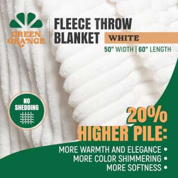 GO Premium Plush Soft Throw Blanket for Couch - White Fleece Blanket for Living Room, Bedroom, Home ...