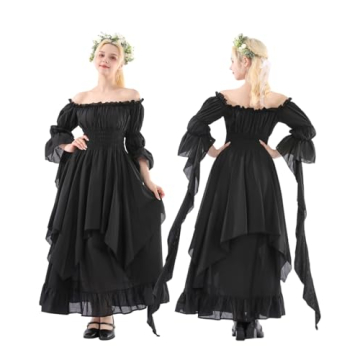 Black Victorian Gothic Witch Dress Renaissance Costume