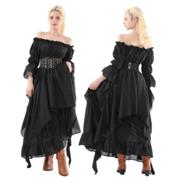 Black Victorian Gothic Witch Dress Renaissance Costume