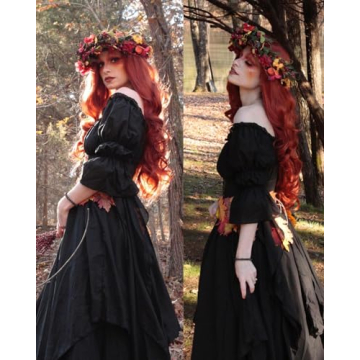 Black Victorian Gothic Witch Dress Renaissance Costume