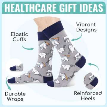 HAPPYPOP Dental Assisstant Gifts for Men - Dental Socks Men Tooth Socks Dentist Socks, Dental Hygien...