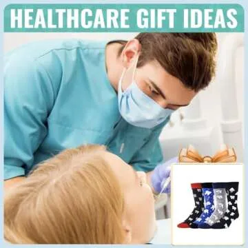 HAPPYPOP Dental Assisstant Gifts for Men - Dental Socks Men Tooth Socks Dentist Socks, Dental Hygienist Gifts Dental Students Gifts Dental Hygiene Gifts In Bulk