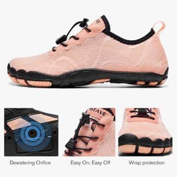 HIITAVE Water Shoes for Women Barefoot Quick Dry for Beach River Swim Pool Yoga Walking Surfing Kayaking Light Pink 8.5 M US Women