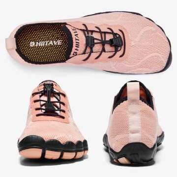 HIITAVE Water Shoes for Women Barefoot Quick Dry for Beach River Swim Pool Yoga Walking Surfing Kayaking Light Pink 8.5 M US Women
