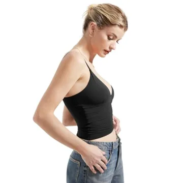 SUUKSESS Sexy Deep V Neck Fitted Camisole for Women