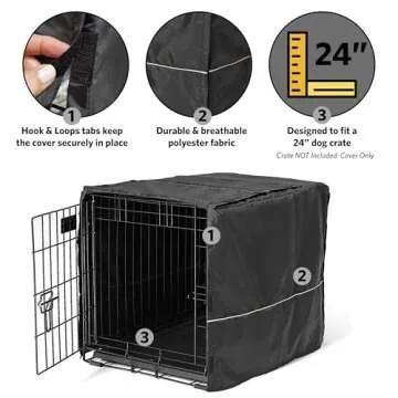 MidWest Homes for Pets Dog Crate Cover, Privacy Dog Crate Cover Fits MidWest Dog Crates, Crate Cover Only, Machine Wash & Dry, Black, 24-Inch