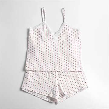 Amiblvowa Y2k Womens Two Piece Pajama Set Cute Heart Bow Print Cami Top Matching Shorts Pj 2 Sets Coquette Aesthetic Dupe Loungewear