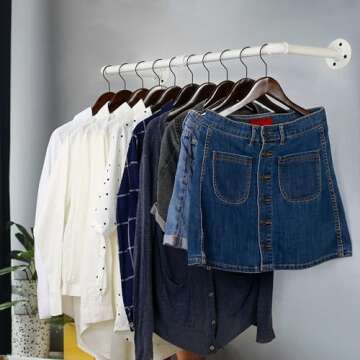 WEBI Clothing Rack Wall Mount White,24" Industrial Pipe Clothes Rack for Hanging Clothes,Heavy Duty Iron Garment Rack Bar,Retail Display Clothes Rod for Closet,Laundry Room