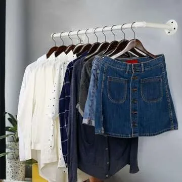 WEBI Clothing Rack Wall Mount White,24" Industrial Pipe Clothes Rack for Hanging Clothes,Heavy Duty Iron Garment Rack Bar,Retail Display Clothes Rod for Closet,Laundry Room