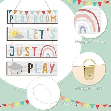 Colorful Kids Playroom Wall Decor Set of 4 for Nursery