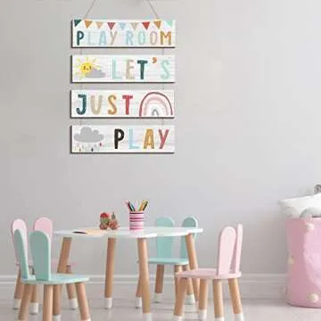 Colorful Kids Playroom Wall Decor Set of 4 for Nursery