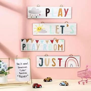 Colorful Kids Playroom Wall Decor Set of 4 for Nursery