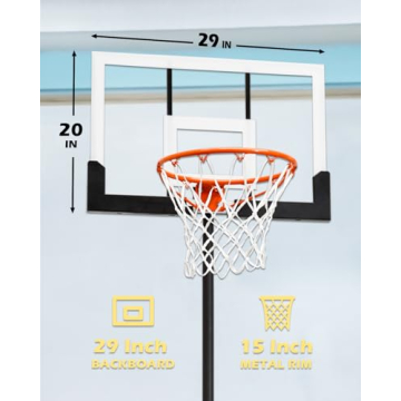 WIN.MAX Kids Basketball Hoop Adjustable Outdoor Indoor Fun