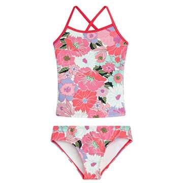Kanu Surf Girls' Melanie Beach Sport 2-pc UPF 50+ Banded Tankini, Gianna Pink,7