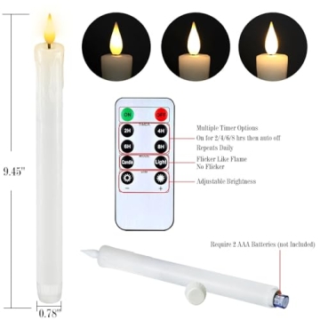 Homemory Flameless Taper Candles with Remote and Timer