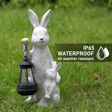 REYISO Solar Garden Bunny Statue - Unique Outdoor Decor