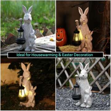 REYISO Solar Garden Bunny Statue - Unique Outdoor Decor