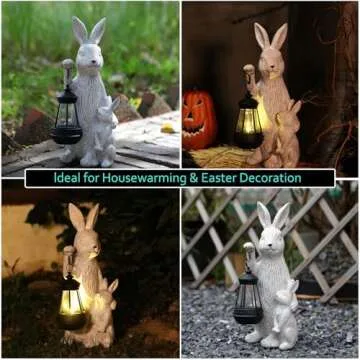 REYISO Solar Garden Bunny Statue - Unique Outdoor Decor
