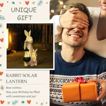 REYISO Solar Garden Bunny Statue - Unique Outdoor Decor