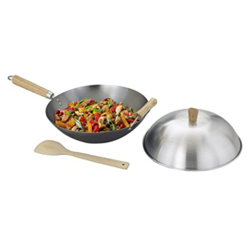 Helen's Asian Kitchen Carbon Steel Wok Set for Cooking