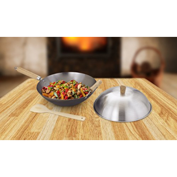 Helen's Asian Kitchen Carbon Steel Wok Set for Cooking