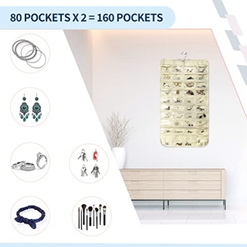 WIFTREY Jewelry Organizer with 160 Pockets for Easy Storage