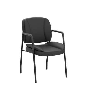 Furniwell Office Guest Chair Wating Room Reception Chairs Set of 2, PU Leather Executive Desk Chair with Padded Armrests for Meeting Conference (Black)