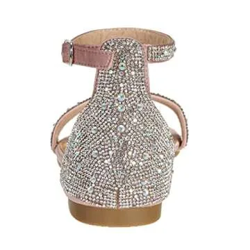 SheSole Women's Sparkly Rhinestone Strappy Flat Sandals Bridal Wedding Dress Shoes Champagne Size 8