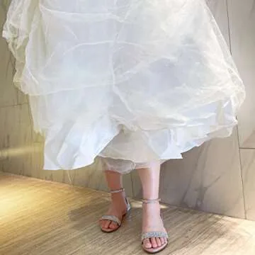 SheSole Women's Sparkly Rhinestone Strappy Flat Sandals Bridal Wedding Dress Shoes Champagne Size 8