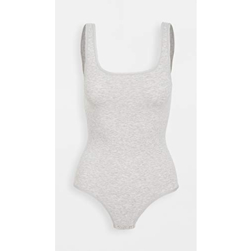 Yummie Women's Ruby Cotton Shaping Thong Bodysuit, Heather Grey, S-M