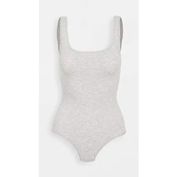 Yummie Women's Ruby Cotton Shaping Thong Bodysuit, Heather Grey, S-M