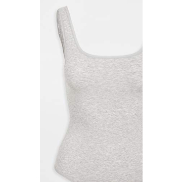 Yummie Women's Ruby Cotton Shaping Thong Bodysuit, Heather Grey, S-M