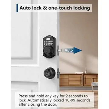 TEEHO TE001 Keyless Entry Door Lock with Keypad - Smart Deadbolt Lock for Front Door with 2 Keys - Auto Lock - Easy Installation - Matte Black