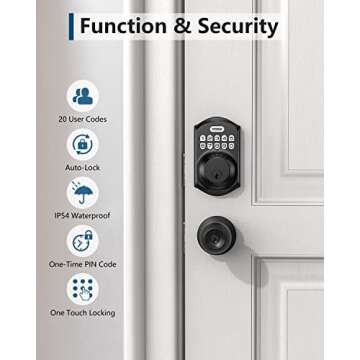 TEEHO TE001 Keyless Entry Door Lock with Keypad - Smart Deadbolt Lock for Front Door with 2 Keys - Auto Lock - Easy Installation - Matte Black