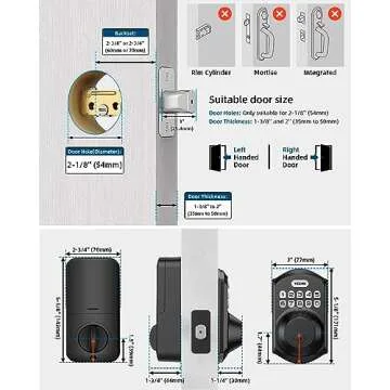 TEEHO TE001 Keyless Entry Door Lock with Keypad - Smart Deadbolt Lock for Front Door with 2 Keys - Auto Lock - Easy Installation - Matte Black