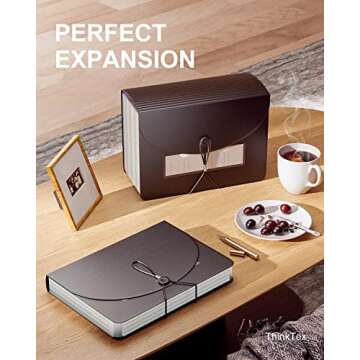 26 Pockets Accordion File Folder Organizer, Expanding Filing Box A4 Letter Size Expandable File Folders, Plastic Accordion Document Paper Coupon Bill Receipt Organizer with 3 A-Z Alphabet Colored Tabs