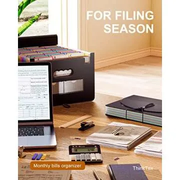 26 Pockets Accordion File Folder Organizer, Expanding Filing Box A4 Letter Size Expandable File Folders, Plastic Accordion Document Paper Coupon Bill Receipt Organizer with 3 A-Z Alphabet Colored Tabs