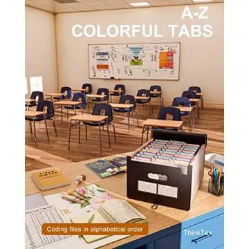26 Pockets Accordion File Folder Organizer, Expanding Filing Box A4 Letter Size Expandable File Folders, Plastic Accordion Document Paper Coupon Bill Receipt Organizer with 3 A-Z Alphabet Colored Tabs