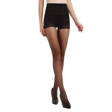 Citystl Black Sheer Tights for Women with Control Top