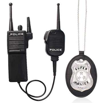 Beelittle Police Officer Role Play Kit - Hat, Handcuffs, Badge, Walkie Talkie
