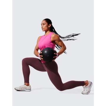 CRZ YOGA Women's Hugged Feeling Compression Leggings 28 Inches - High Waist Thick Tummy Control Workout Pants Dark Russet Small