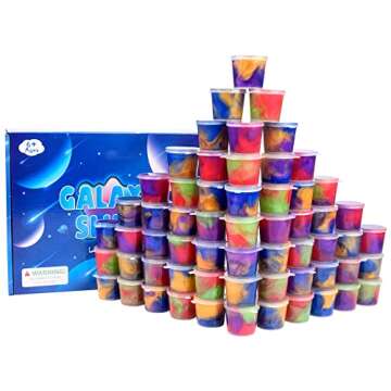 Galaxy Slime Kit with 60 Pack,Slime Party Favors for Kids, Non Sticky,Wet,Soft Sludge Toy Mini Slime Bulk for Boys Girl, Stress Relief,Goodie Bags, Christmas Stuffers