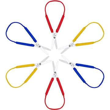 Loop Colorful Grip Scissors Loop Handle Self-Opening Adaptive Cutting Scissors for Children and Adults Special Needs, 8 Inches(Yellow, Red, Blue,6 Packs)