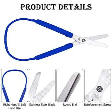Loop Colorful Grip Scissors Loop Handle Self-Opening Adaptive Cutting Scissors for Children and Adults Special Needs, 8 Inches(Yellow, Red, Blue,6 Packs)