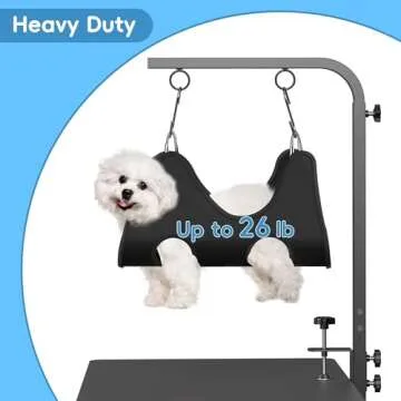 Small Dog Grooming Arm with Clamps: 42" Height-Adjustable Pet Grooming Holder with Hammock and No-Sit Haunch Holders, Ideal for Home Grooming, Trimming, and Nail Clipping (Table Not Included)