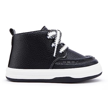 BMCiTYBM Baby Boy Girl Boat Shoes Infant First Walking Sneakers Toddler Ankle Boots Casual Loafers 6 9 12 18 24 Months Black Size 6-12 Months Infant