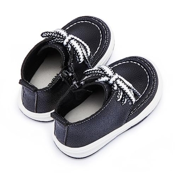 BMCiTYBM Baby Boy Girl Boat Shoes Infant First Walking Sneakers Toddler Ankle Boots Casual Loafers 6 9 12 18 24 Months Black Size 6-12 Months Infant
