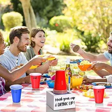 Single Cup Holder with Marker Slot Party Cup Dispenser Mark Your Cup and Drink Up Cup Holder Drink Dispensers for Parties Housewarming Hostess Gift Cup Holder Countertop 2 Sides Designs