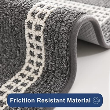 COSY HOMEER Kitchen Rugs Non-Slip 20x30/20x48 Inch Thick Polypropylene Standing Mat for Home Machine Washable, Black